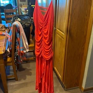 VENUS Red Ruched Maxi Dress